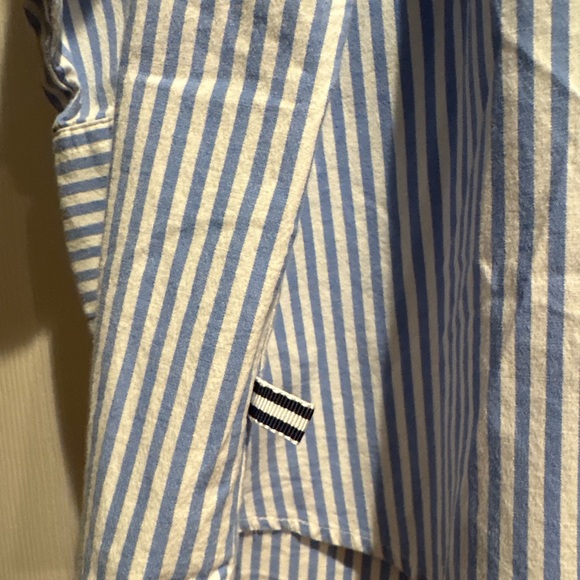 White and Blue Striped Button Down Shirt preppy stripes cotton button down XL - Picture 7 of 9